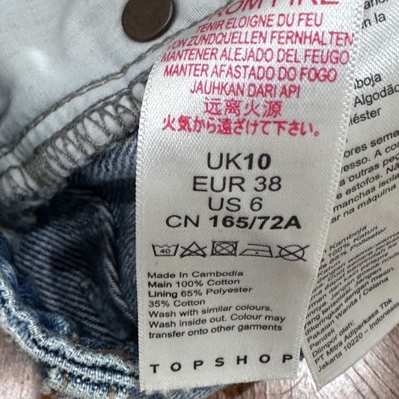Topshop Kiri High Waist Denim Cutoffs Raw Hem Y2K Edgy Boho Festival 90s Size 6 - Picture 4 of 5
